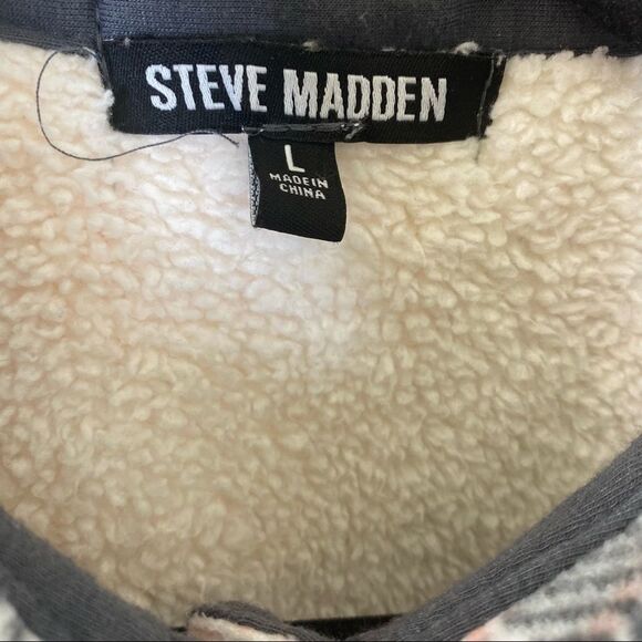 Steve Madden Plaid Fleece Button Front Jacket Sz L - Picture 6 of 7